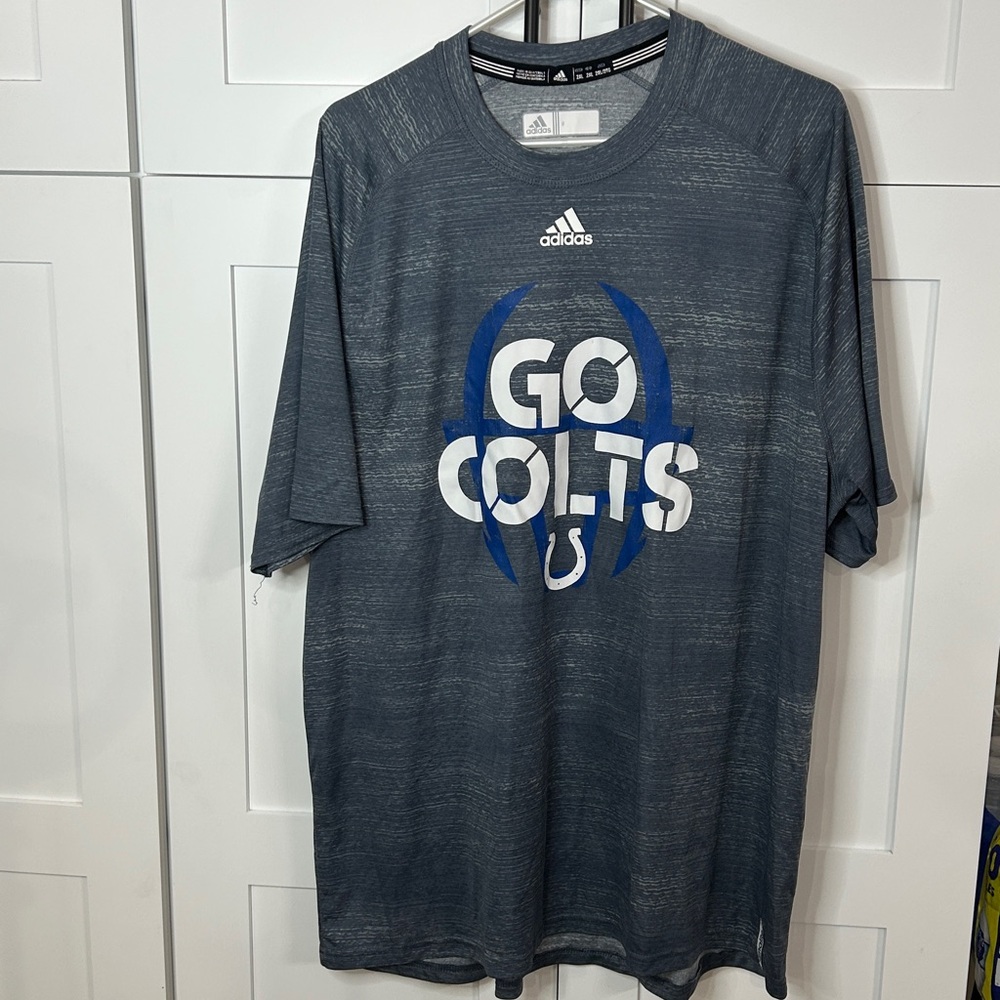 Adidas Blue and White Colts Graphic Tee - 2XL - EUC